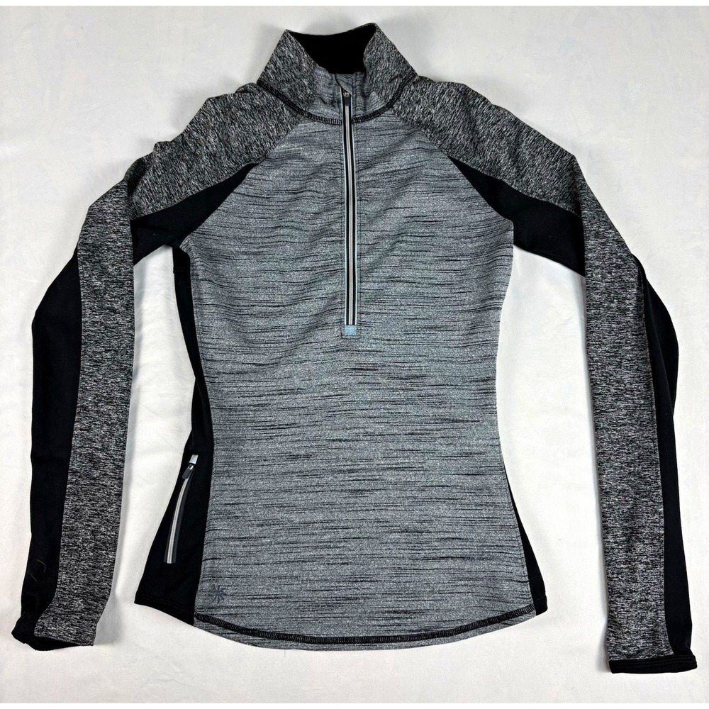 Athleta Women's Heathered Gray/Black 1/2 Zip Stretch Track Jacket XXS